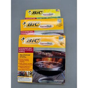 Set of 3 BIC FlameDisk Portable Outdoor Grilling Alternative For Charcoal READ